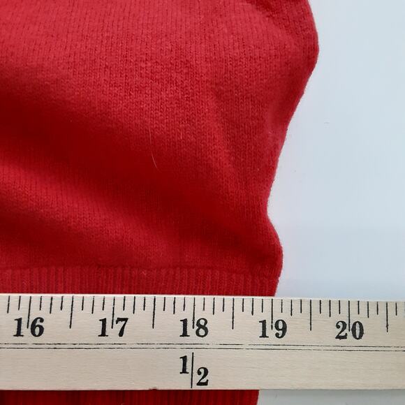 Vintage 1950s Cardigan Sweater Wool Blend Cherry Red Pearl Button Rockabilly - Picture 14 of 15